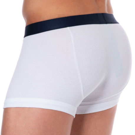 Emporio Armani Ribbed Stretch Cotton Boxer Briefs - White