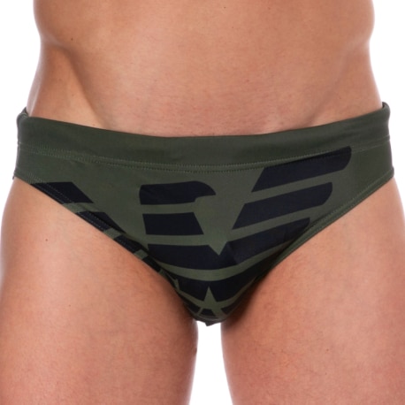 Emporio Armani Bold Logo Swim Briefs - Khaki