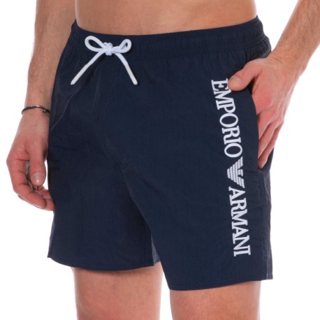 Emporio Armani Embroidery Logo Swim Shorts - Navy