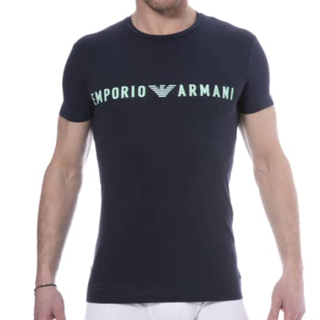 Emporio Armani Megalogo Cotton T-Shirt - Navy