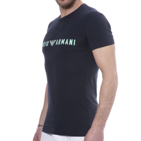 Emporio Armani T-Shirt Megalogo Coton Bleu Marine