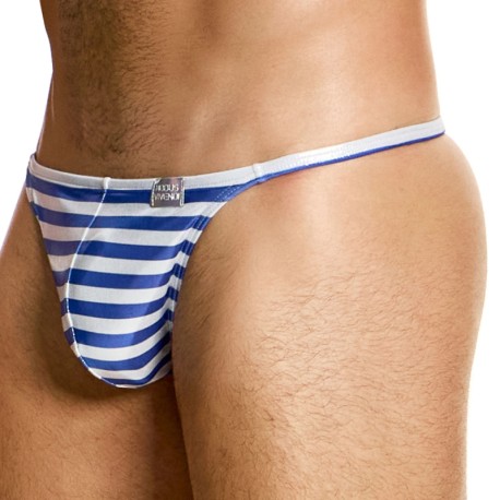 Modus Vivendi Laminated Swim Thong - Blue - White Stripe