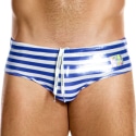 Modus Vivendi Slip de Bain Classic Laminated Rayé Bleu - Blanc