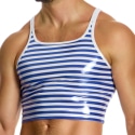 Modus Vivendi Laminated Crop Top - Blue - White Stripe