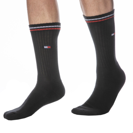 Tommy Hilfiger Lot de 2 Paires de Chaussettes Sport Iconic Noires