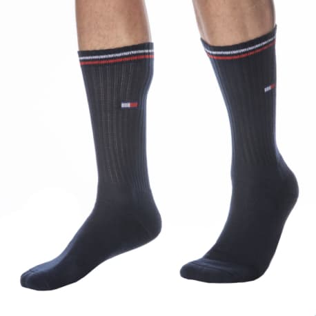 Tommy Hilfiger Lot de 2 Paires de Chaussettes Sport Iconic Bleu Marine