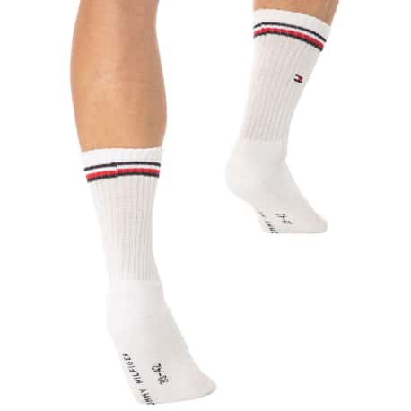 Tommy Hilfiger Lot de 2 Paires de Chaussettes Sport Iconic Blanches