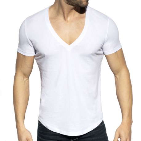 ES Collection Deep V-Neck T-Shirt - White