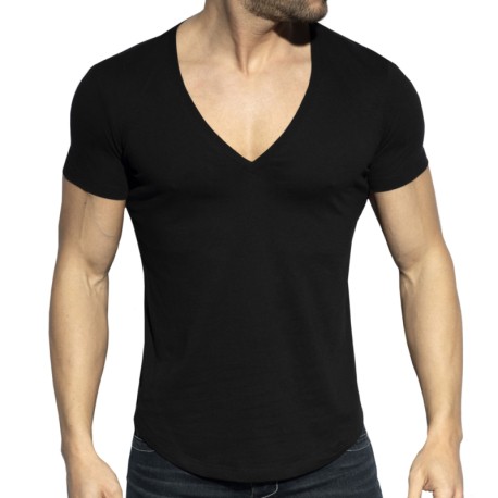 ES Collection Deep V-Neck T-Shirt - Black