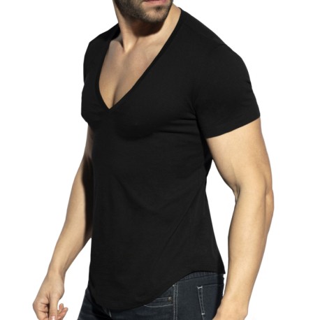 ES Collection Deep V-Neck T-Shirt - Black