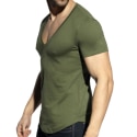 ES Collection Deep V-Neck T-Shirt - Khaki