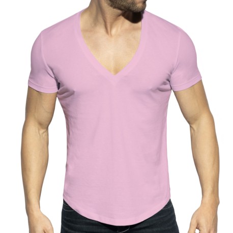 ES Collection Deep V-Neck T-Shirt - Pink