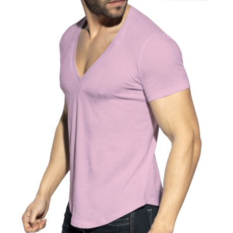 ES Collection Deep V-Neck T-Shirt - Pink