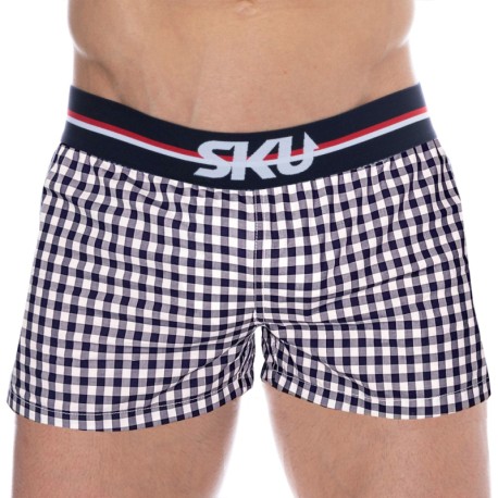 SKU Cotton Boxer Shorts - Navy Gingham