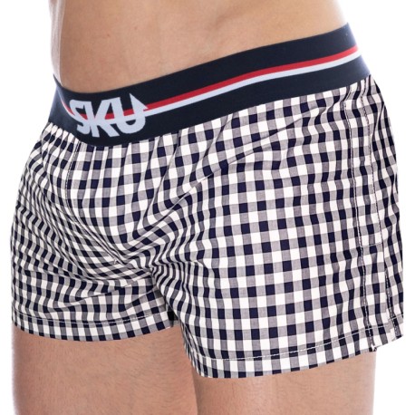 SKU Cotton Boxer Shorts - Navy Gingham