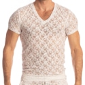 L'Homme invisible White Lotus V-Neck T-Shirt - White