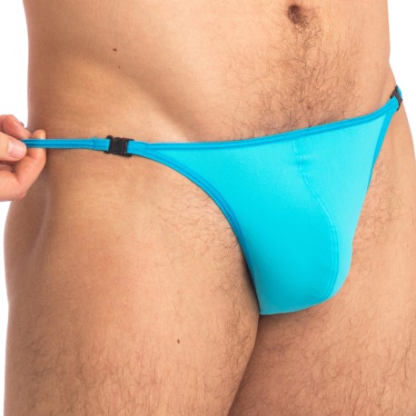 L'Homme invisible Tulum Striptease Swim Thong - Turquoise