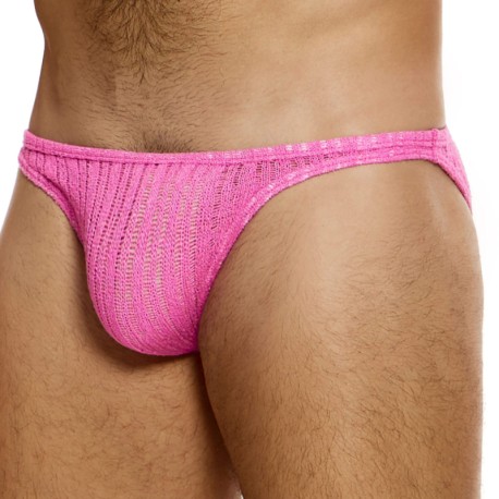 Modus Vivendi Striped Crochet Low Cut Briefs - Pink