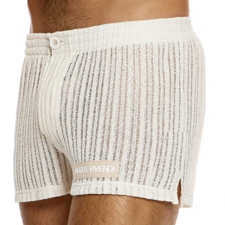 Modus Vivendi Striped Crochet Shorts - Beige