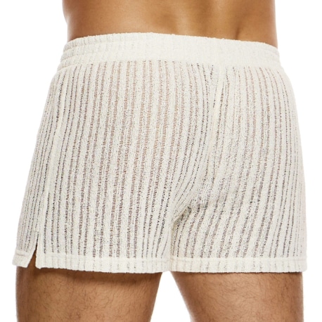 Modus Vivendi Striped Crochet Shorts - Beige