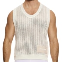 Modus Vivendi Striped Crochet Tank Top - Beige