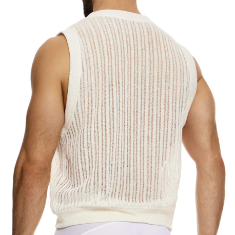 Modus Vivendi Débardeur Striped Crochet Beige