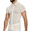 Modus Vivendi Chemise Striped Crochet Beige