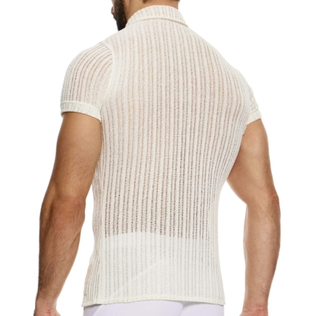 Modus Vivendi Striped Crochet Shirt - Beige