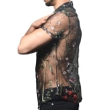 Andrew Christian Sheer Embroidered Lace Shirt - Black