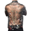 Andrew Christian Sheer Embroidered Lace Shirt - Black