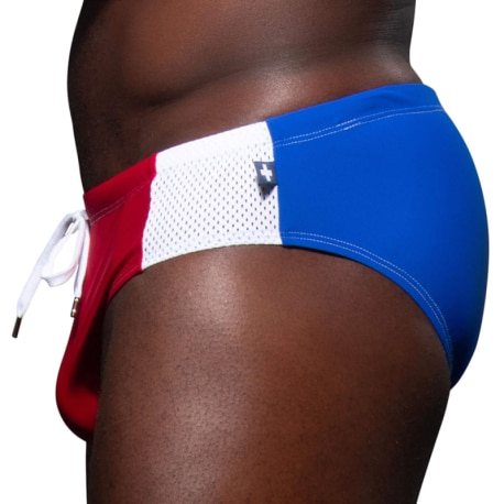 Andrew Christian Thick Bikini Swim Briefs - Blue - White - Red