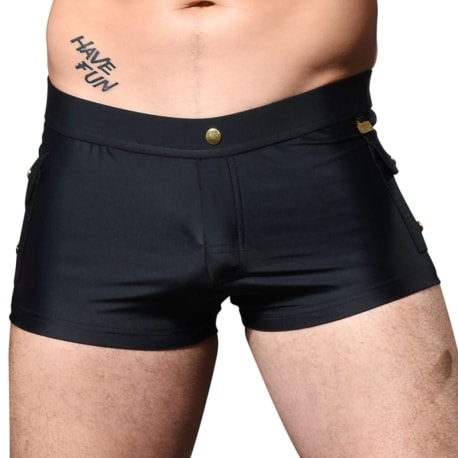 Andrew Christian Cargo Swim Trunks - Black