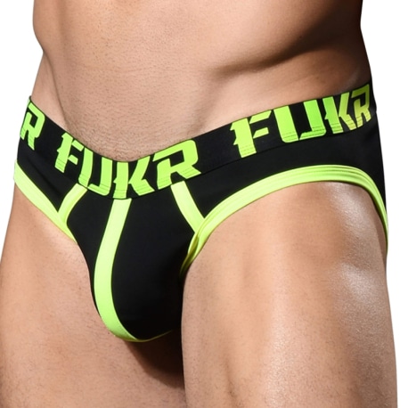 Andrew Christian FUKR Zipper Back Briefs - Black