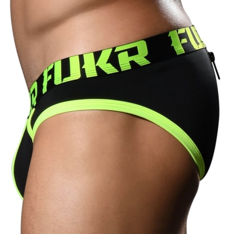 Andrew Christian FUKR Zipper Back Briefs - Black