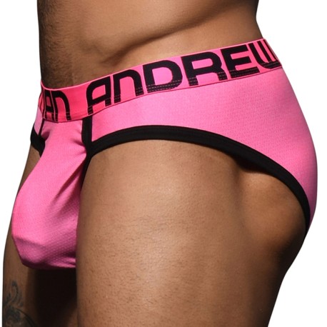 Andrew Christian Hottie Mesh Briefs with Almost Naked - Neon Pink