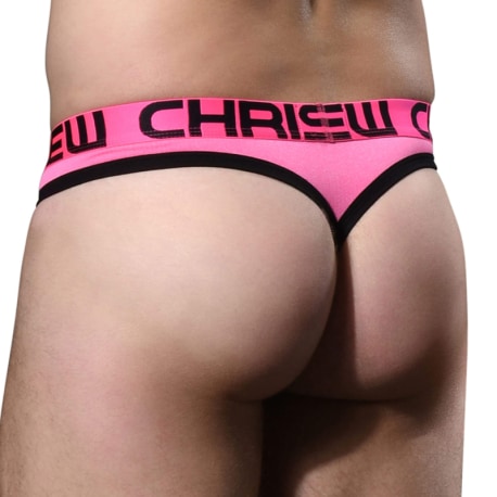 Andrew Christian Hottie Mesh Comfort Thong with Almost Naked - Neon Pink