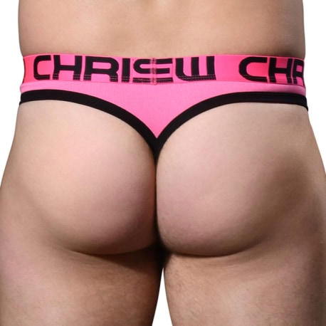 Andrew Christian Hottie Mesh Comfort Thong with Almost Naked - Neon Pink