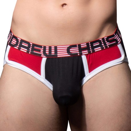 Andrew Christian Almost Naked Retro Cotton Briefs - Black - Red