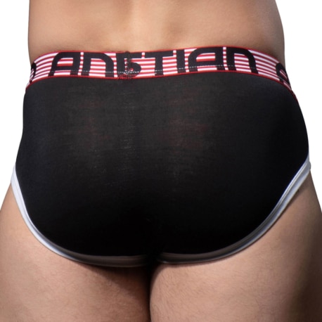 Andrew Christian Almost Naked Retro Cotton Briefs - Black - Red