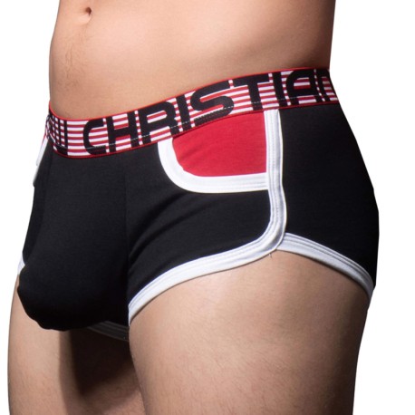 Andrew Christian Shorty Coton Almost Naked Rétro Pocket Noir - Rouge