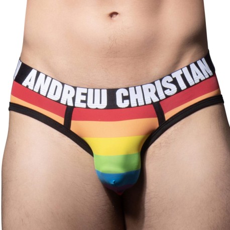 Andrew Christian Almost Naked Pride Stripe Microfiber Briefs - Rainbow