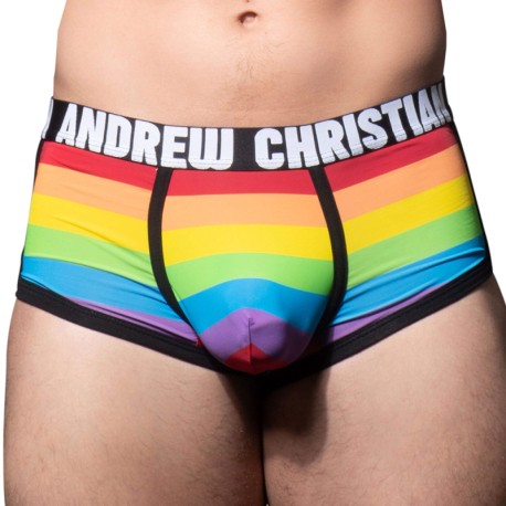 Andrew Christian Shorty Microfibre Almost Naked Pride Stripe Arc-en-Ciel