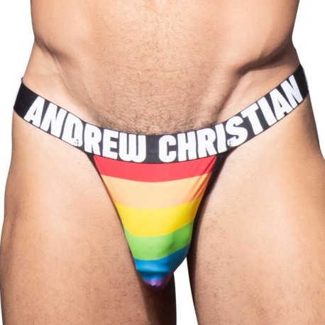Andrew Christian String Microfibre Almost Naked Pride Stripe Arc-en-Ciel