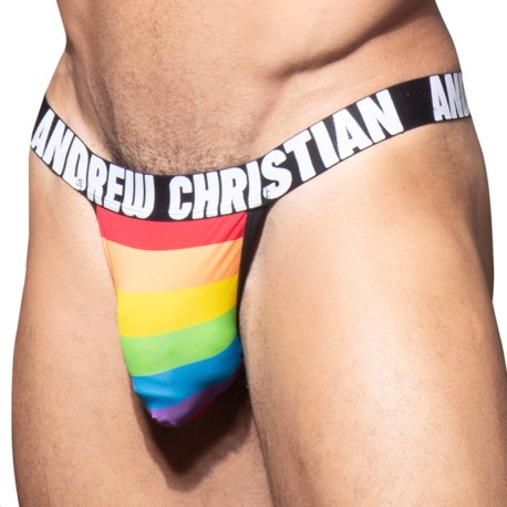Andrew Christian String Microfibre Almost Naked Pride Stripe Arc-en-Ciel