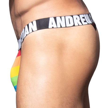 Andrew Christian Almost Naked Pride Stripe Microfiber Thong - Rainbow