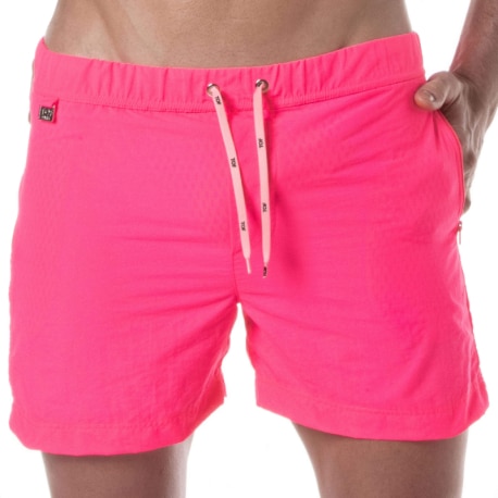 TOF Paris Long Swim Shorts - Neon Pink