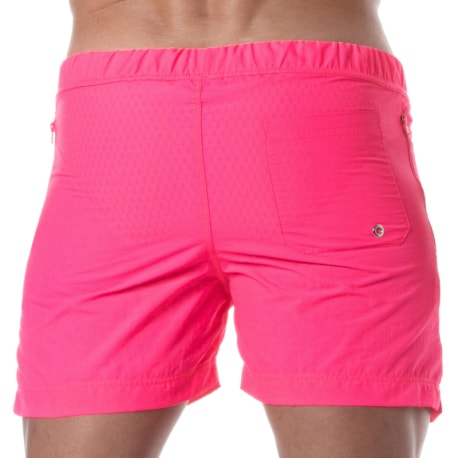 TOF Paris Long Swim Shorts - Neon Pink