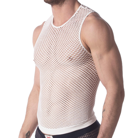 Barcode Stefano Fishnet Tanktop - White