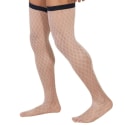 CandyMan Diamond Mesh Thigh Highs - Beige