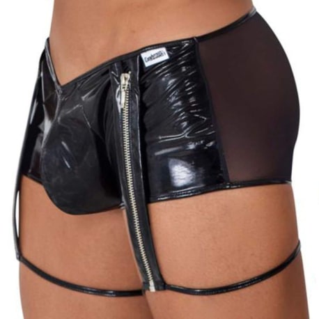 CandyMan Vinyl Mesh Garter Trunks - Black